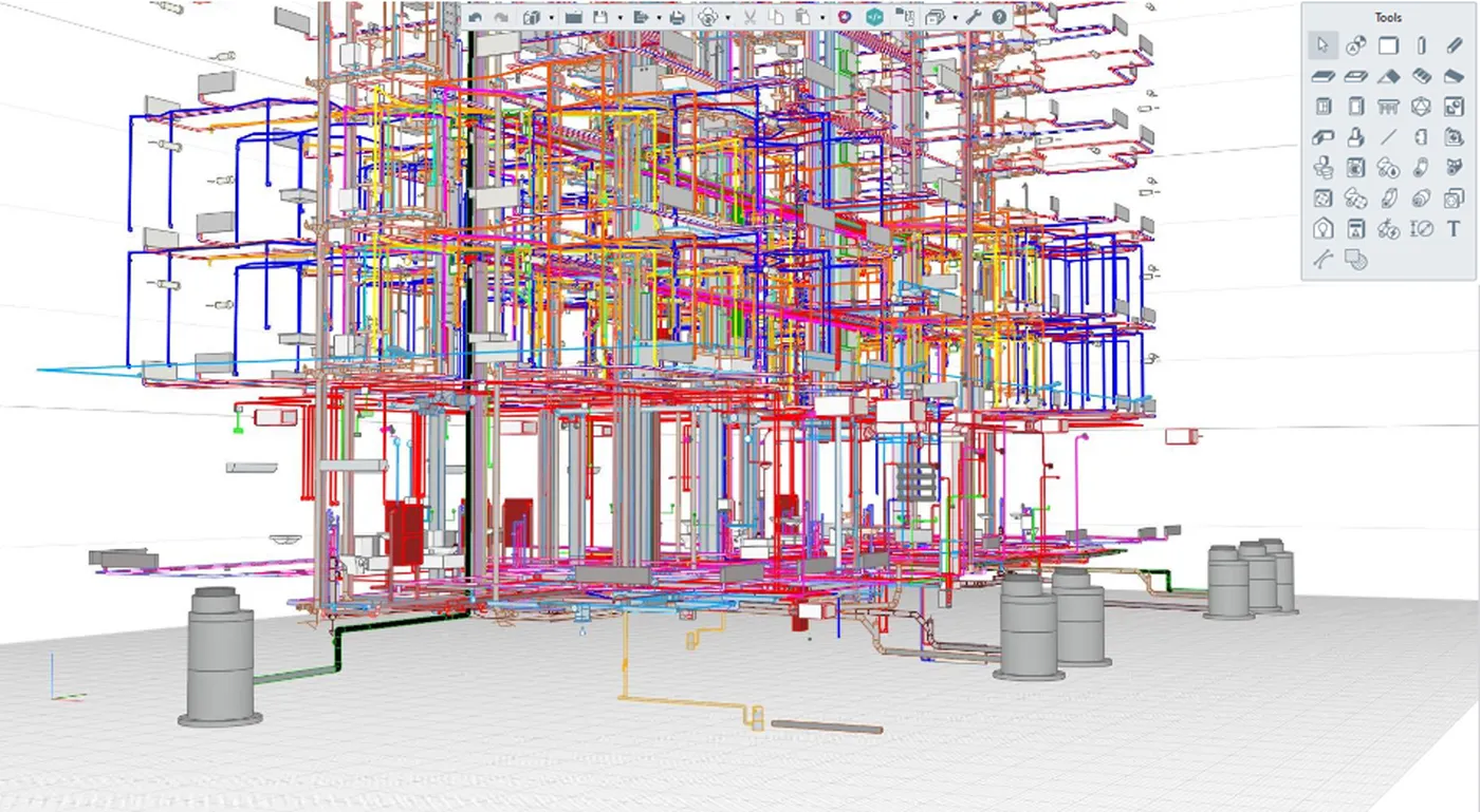 Utilities in the BIM model of the 4th building section. Courtesy: Setl Group